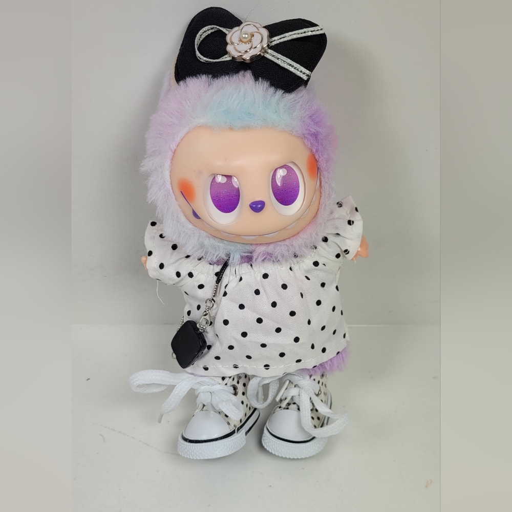 Polka Dot Dress & sneakers with purse and bow, Doll not included